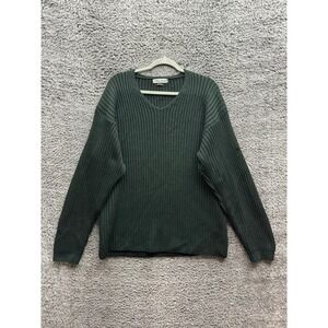 Vintage Stone Island Knitted Virgin Wool V-Neck Sweater Green Mens Size XL
